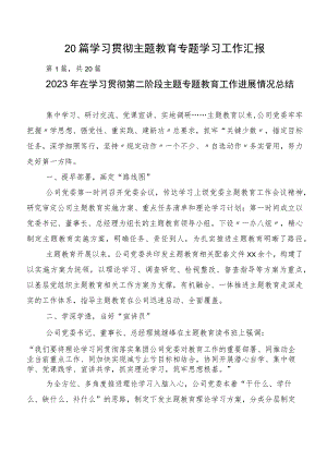 20篇学习贯彻主题教育专题学习工作汇报.docx