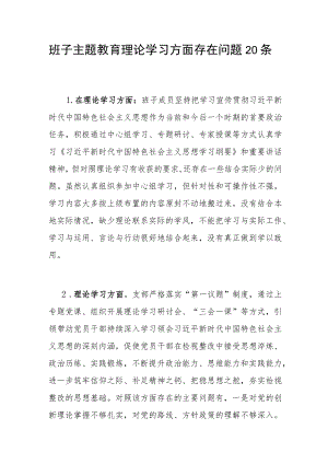 领导班子2023-2024年度主题教育专题民主组织生活会“理论学习”方面存在问题20条.docx