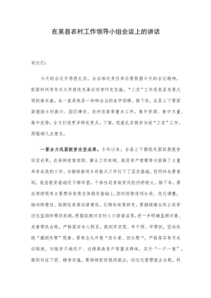 在某县农村工作领导小组会议上的讲话.docx