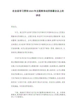 在全县学习贯彻2023年主题教育动员部署会议上的讲话.docx
