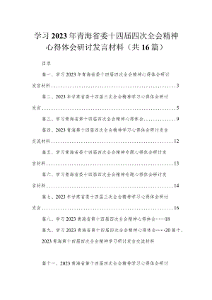 学习2023年青海省委十四届四次全会精神心得体会研讨发言材料（16篇）.docx