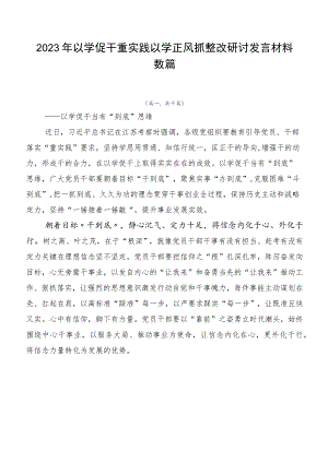 2023年以学促干重实践以学正风抓整改研讨发言材料数篇.docx