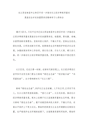 在江西省南昌市主持召开进一步推动长江经济带高质量发展座谈会并发表重要讲话精神学习心得体会3篇.docx
