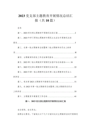2023党支部主题教育开展情况总结汇报（共10篇）.docx