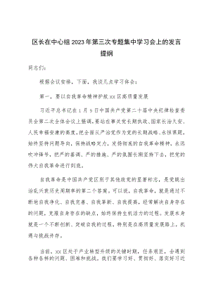 区长在中心组2023年第三次专题集中学习会上的发言提纲.docx