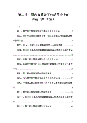 第二批主题教育筹备工作动员会上的讲话（共12篇）.docx