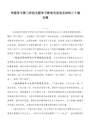 专题学习第二阶段主题学习教育交流发言材料二十篇合集.docx