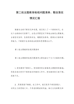 第二批主题教育检视问题清单、整改落实情况汇报.docx