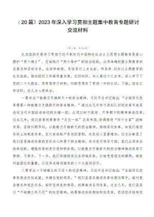 （20篇）2023年深入学习贯彻主题集中教育专题研讨交流材料.docx