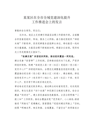 某某区在全市全域党建深化提升工作推进会上的发言.docx