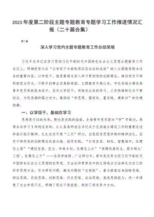 2023年度第二阶段主题专题教育专题学习工作推进情况汇报（二十篇合集）.docx