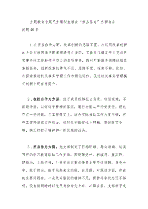 2023年度民主组织生活会“担当作为”方面存在问题40条.docx