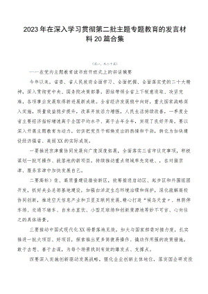 2023年在深入学习贯彻第二批主题专题教育的发言材料20篇合集.docx