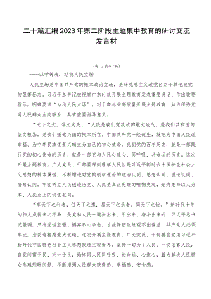 二十篇汇编2023年第二阶段主题集中教育的研讨交流发言材.docx