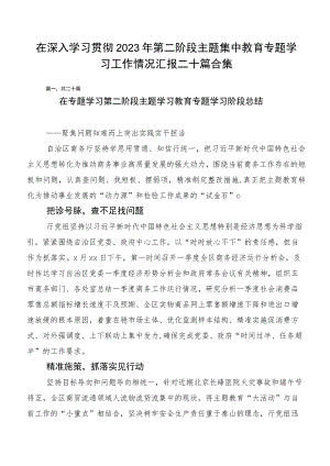 在深入学习贯彻2023年第二阶段主题集中教育专题学习工作情况汇报二十篇合集.docx