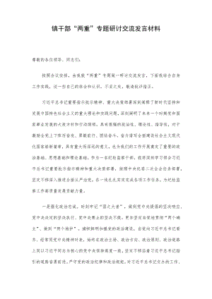 镇干部“两重”专题研讨交流发言材料.docx