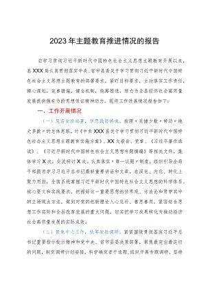 局2023年主题教育推进情况的报告.docx
