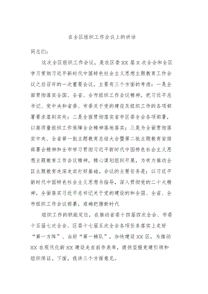 在全区组织工作会议上的讲话.docx