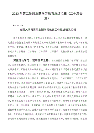 2023年第二阶段主题学习教育总结汇报（二十篇合集）.docx