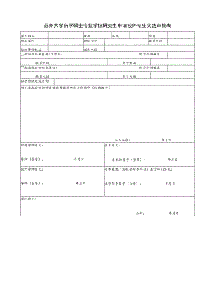 苏州大学药学硕士专业学位研究生申请校外专业实践审批表.docx