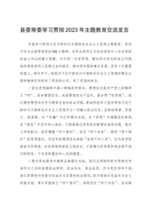 县委常委2023年主题教育交流发言.docx