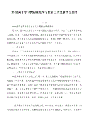 20篇关于学习贯彻主题学习教育工作进展情况总结.docx