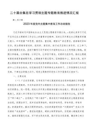二十篇合集在学习贯彻主题专题教育推进情况汇报.docx
