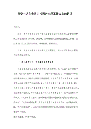 县委书记在全县乡村振兴专题工作会上的讲话.docx