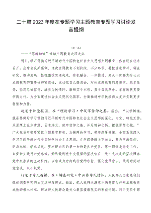 二十篇2023年度在专题学习主题教育专题学习讨论发言提纲.docx