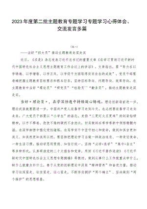2023年度第二批主题教育专题学习专题学习心得体会、交流发言多篇.docx