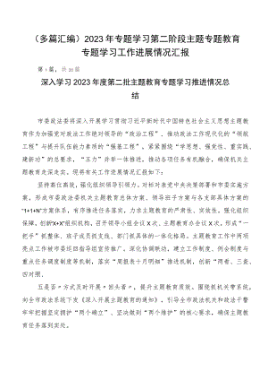 （多篇汇编）2023年专题学习第二阶段主题专题教育专题学习工作进展情况汇报.docx