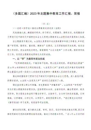 （多篇汇编）2023年主题集中教育工作汇报、简报.docx
