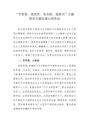 “学思想、强党性、重实践、建新功”主题教育专题党课心得体会.docx