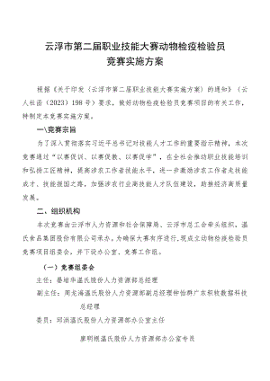 云浮市第二届职业技能大赛动物检疫检验员实施方案.docx