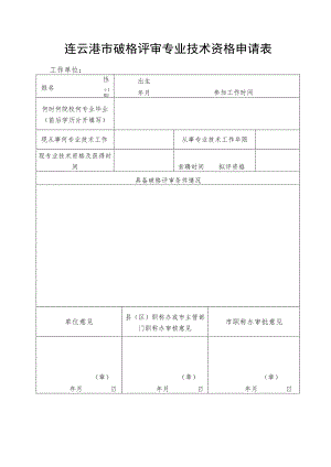 连云港市破格评审专业技术资格申请表.docx