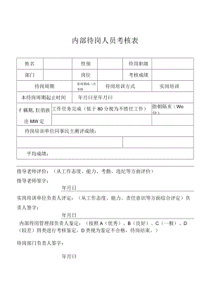 内部待岗人员考核表.docx