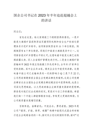 国企公司书记在2023年半年追赶超越会上的讲话.docx