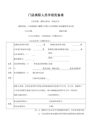 门店离职人员手续完备表.docx