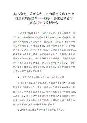 凝心聚力踔厉奋发奋力谱写检察工作高质量发展新篇章——检察干警主题教育专题党课学习心得体会.docx