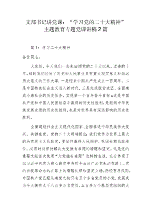 支部书记讲党课：“学习党的二十大精神”主题教育专题党课讲稿2篇.docx