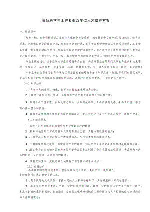 食品科学与工程专业双学位人才培养方案.docx