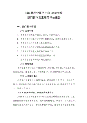 祁东县种业事务中心2020年度部门整体支出绩效评价报告.docx