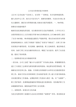 公司安全管理经验介绍材料.docx