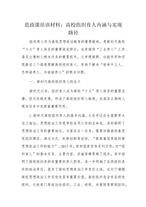 思政课培训材料：高校组织育人内涵与实现路径.docx