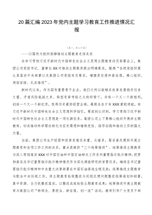 20篇汇编2023年党内主题学习教育工作推进情况汇报.docx