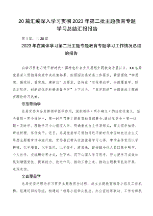20篇汇编深入学习贯彻2023年第二批主题教育专题学习总结汇报报告.docx