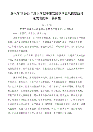 深入学习2023年度以学促干重实践以学正风抓整改讨论发言提纲十篇合集.docx