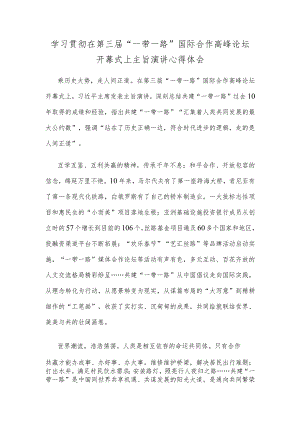学习贯彻在第三届“一带一路”国际合作高峰论坛开幕式上主旨演讲心得体会.docx