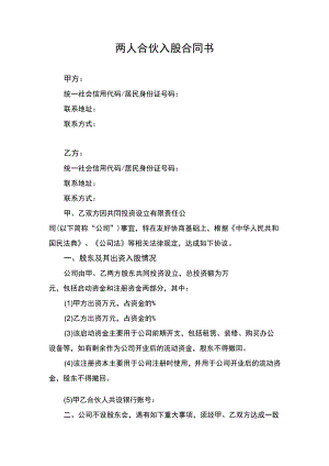 两人合伙入股合同协议书律师审定版.docx