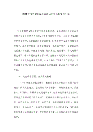 2024年市大数据发展管理局党建工作要点汇篇.docx